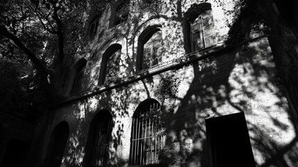 Historic Arched Windows with Elegant Shadows