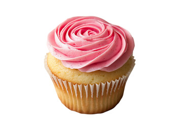Pink Rose Frosting Cupcake on Black Background