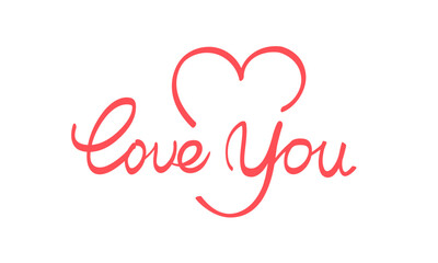 love, I Love You. love line. line drawing. Vector Illustration