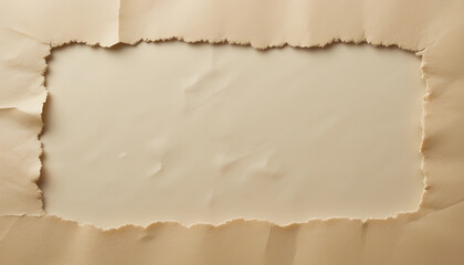 Fototapeta premium Torn Beige Paper Frame with Blank Space
