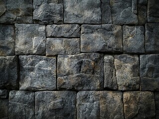 Fototapeta premium Textured Gray Stone Wall with Uneven Surface, Perfect for Background, Architecture, or Nature Themes