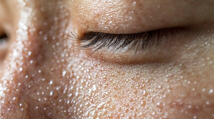 Fototapeta premium Close-Up View of Dewy Skin with Natural Water Droplets Glistening
