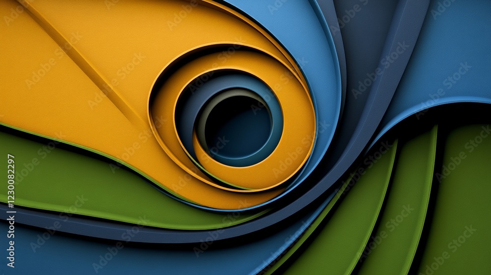Poster Abstract Swirl Design: A mesmerizing abstract artwork featuring a dynamic swirl of vibrant colors – teal, green, and orange – creating a sense of movement and depth.