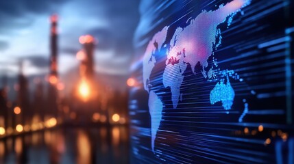 Fototapeta premium Global industrial expansion innovative technology urban environment digital representation high-contrast viewpoint