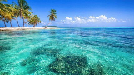 Fototapeta premium Tropical Island Paradise with Clear Turquoise Waters