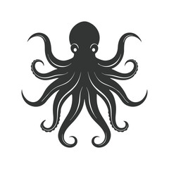 Octopus silhouette vector illustration art design. Octopus logo. Isolated octopus on white background. Colourful octopus vector with detailed tentacles. © sojan