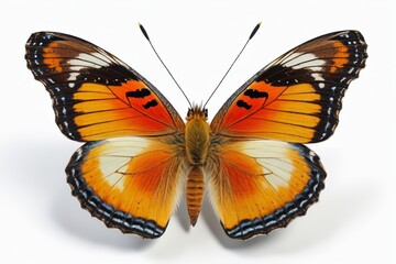 there is a butterfly that is sitting on a white surface