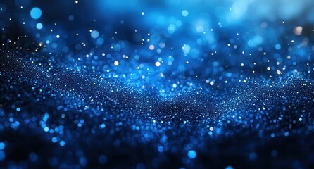 Beautiful Abstract Background of Sparkling Blue Particles and Bokeh Effect in a Mystical Setting for Creative Projects and Designs