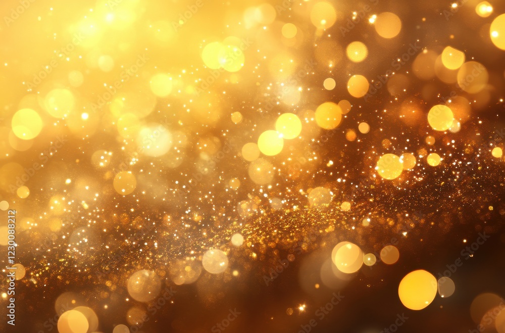 Aufkleber beautiful golden glittering background with sparkling bokeh lights creating a festive and elegant at