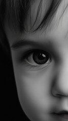 Fototapeta premium Close-up of a child's expressive eye revealing innocence and curiosity captured against a dark background
