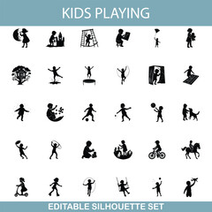 Childrens Playtime Activities Editable Silhouette Icon Set