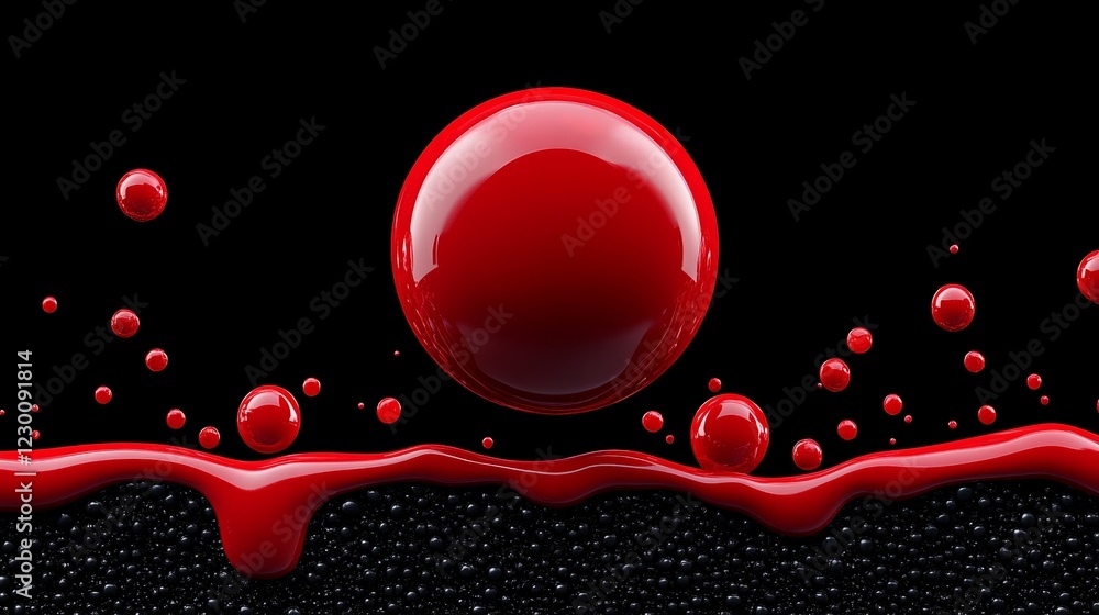 Poster red sphere abstract: a captivating abstract image showcasing a vibrant red sphere suspended above a 