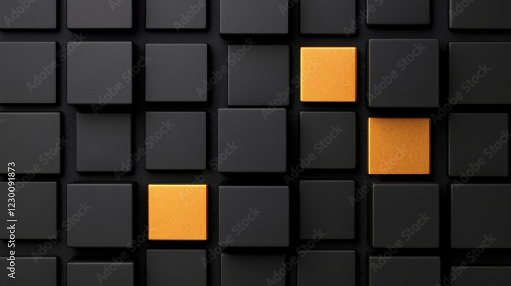 Poster abstract orange and black cubes: a visually striking abstract image featuring a grid of black cubes 