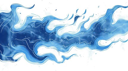 Fototapeta premium Vibrant flowing blue water illustration with dynamic waves and fluid motion, ideal for backgrounds