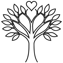 Minimalist Love Tree Line Art Illustration