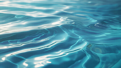 A rippling water texture with soft waves reflecting light in shades of blue and turquoise, creating a serene and calming effect
