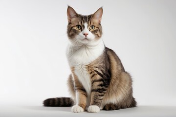 Obraz premium there is a cat sitting on a white surface looking at the camera