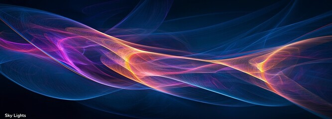 Fototapeta premium Abstract, curved lines with a light effect, glowing neon lines with a blue and purple glow on a dark background. This is the banner design for the 