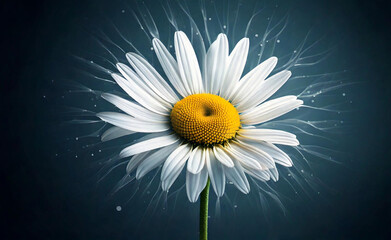 daisy on blue background
