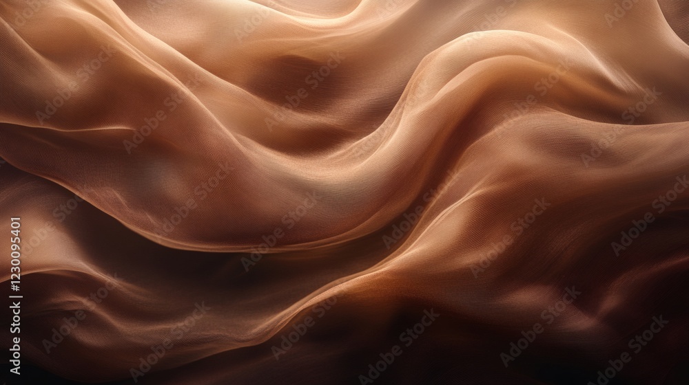 Poster abstract brown fabric texture with soft waves and folds, creating a luxurious and elegant feel.