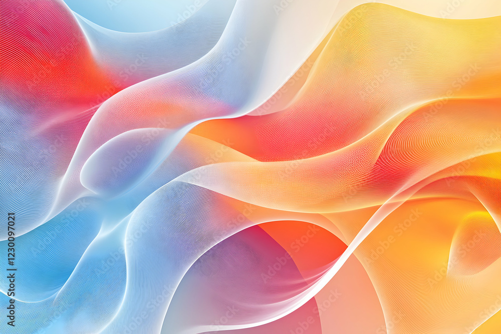 Aufkleber colorful abstract background with wavy shapes, a colorful background with wavering and curved lines.