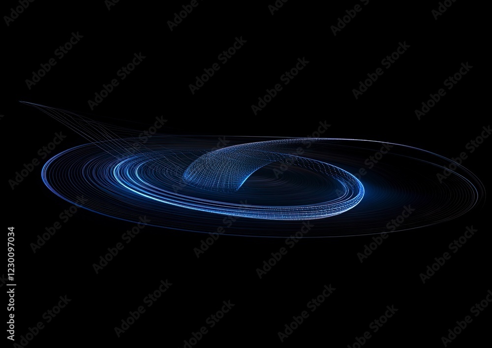 Aufkleber abstract glowing blue light effect with a ring and circle on a black background. vector illustration