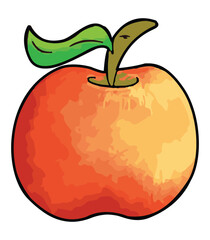 Fresh apple with green leaves vector illustration