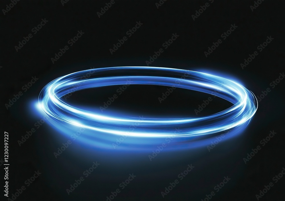Poster abstract glowing blue light effect with a ring and circle on a black background. vector illustration
