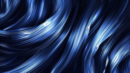 Abstract blue waves flowing smoothly, creating a sense of movement and depth in a dark background