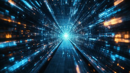 A Captivating Tunnel of Light and Lines Creating a Dynamic and Ethereal Atmosphere Inviting Exploration and Wonder in a Visual Journey through Abstract Radiance and Movement