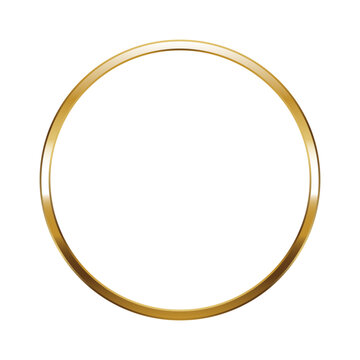 Circle gold frame. Isolated luxury round golden border. Gold ring flat frame mockup design element. Vector illustration.