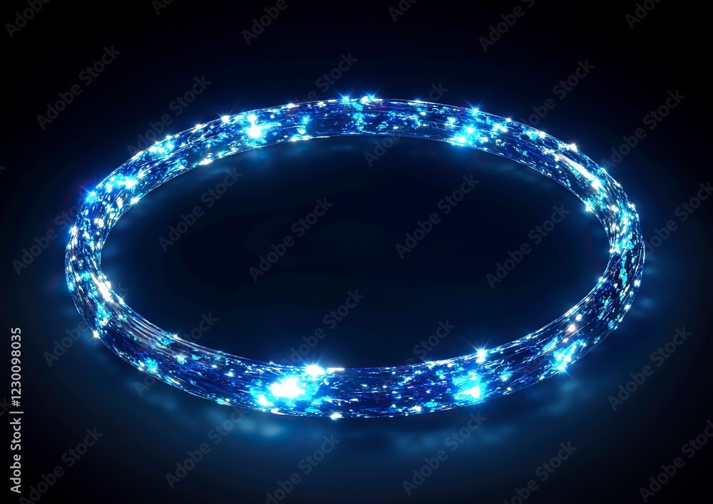 Aufkleber abstract glowing blue light effect with moving lines in a circular shape on a black background, vect
