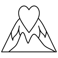 Minimalist Mountain and Heart Line Drawing