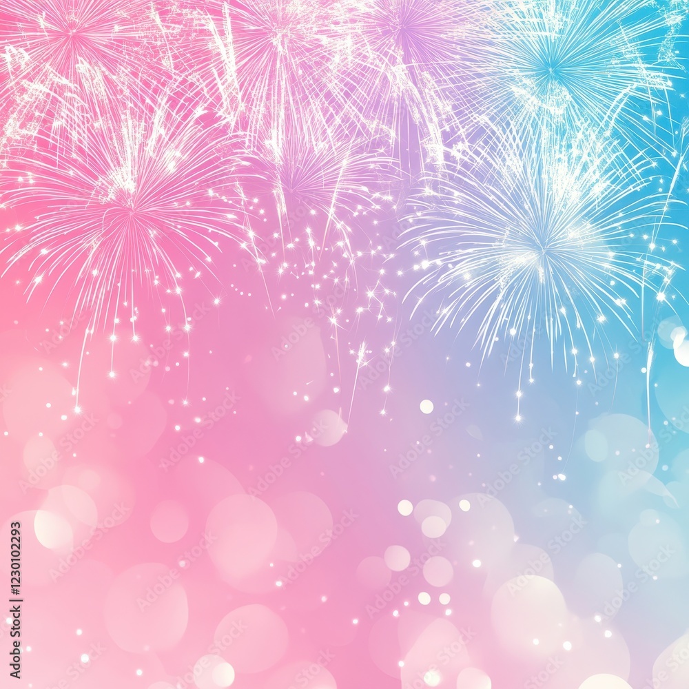 Aufkleber stunning fireworks display with colorful sparks and soft bokeh effect on a pastel background for cel