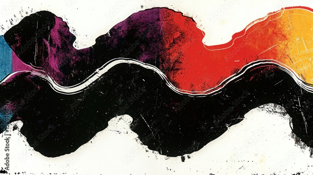 Poster abstract colorful wave pattern on textured background, suitable for artistic or design projects