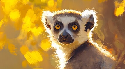 Fototapeta premium Lemur portrait in the warm light