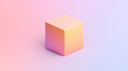 Fototapeta premium Gradient Cube on Pastel Background Display