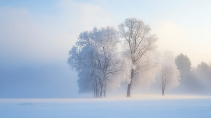Frozen Winter Landscape at Sunrise