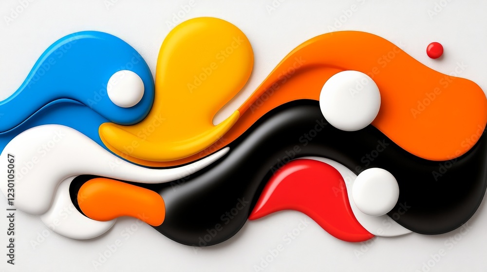 Poster abstract colorful paint swirl: a vibrant and dynamic composition featuring swirls of bold primary an