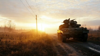 Fototapeta premium Military Units in Misty Ruins at Dawn