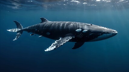Fototapeta premium whale swimming in the water sailing the sea