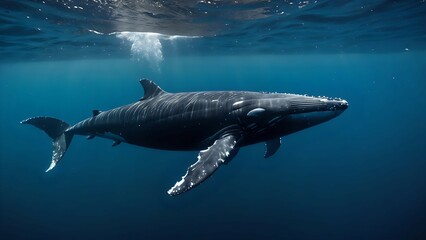 Fototapeta premium whale swimming in the water sailing the sea