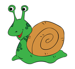 Snail smiling isolated on white background