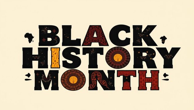 Celebrating Black History Month with vibrant artistry and powerful messages of culture and heritage displayed in colorful letters