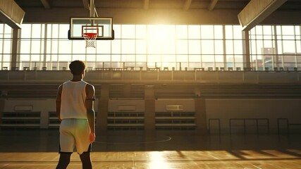 1_Basketball Player Practicing Free Throws in Sports Facility - Powered by Adobe