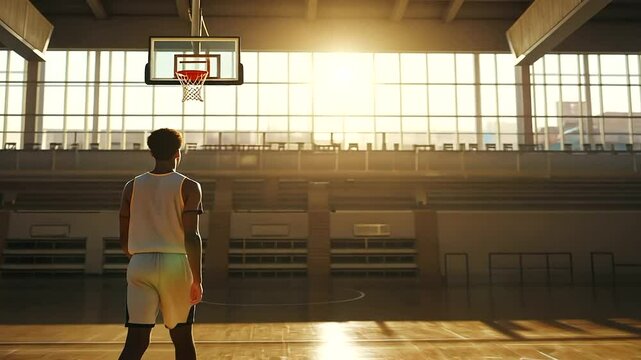 1_Basketball Player Practicing Free Throws in Sports Facility