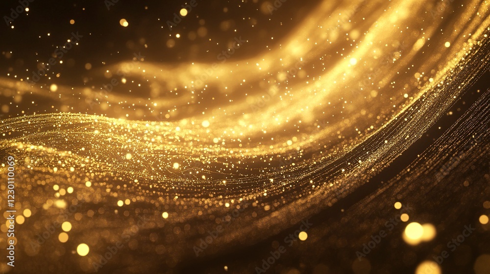 Aufkleber abstract light effect, glowing golden lines with motion blur and sparkles on a transparent backgroun