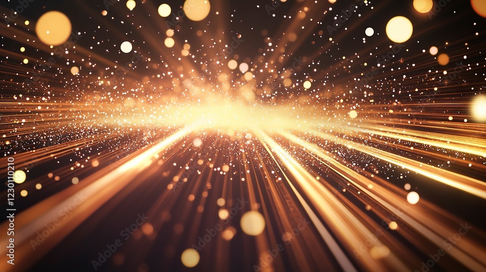 Aufkleber abstract light effect, glowing golden lines with motion blur and sparkles on a transparent backgroun
