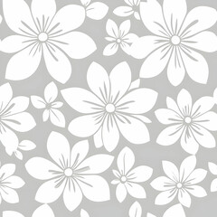 White flowers grey background pattern design