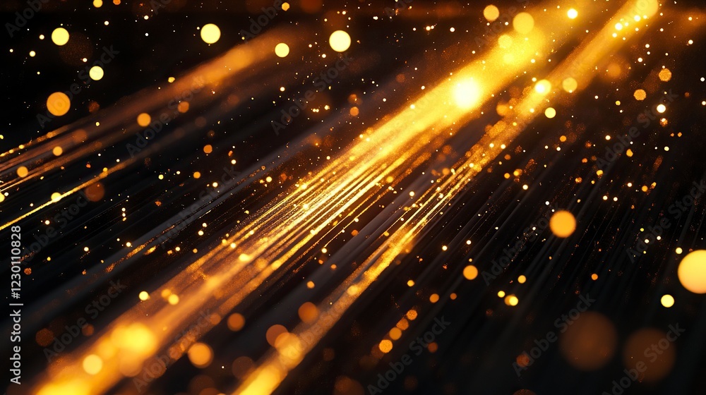 Aufkleber abstract light effect, glowing golden lines with motion blur and sparkles on a transparent backgroun